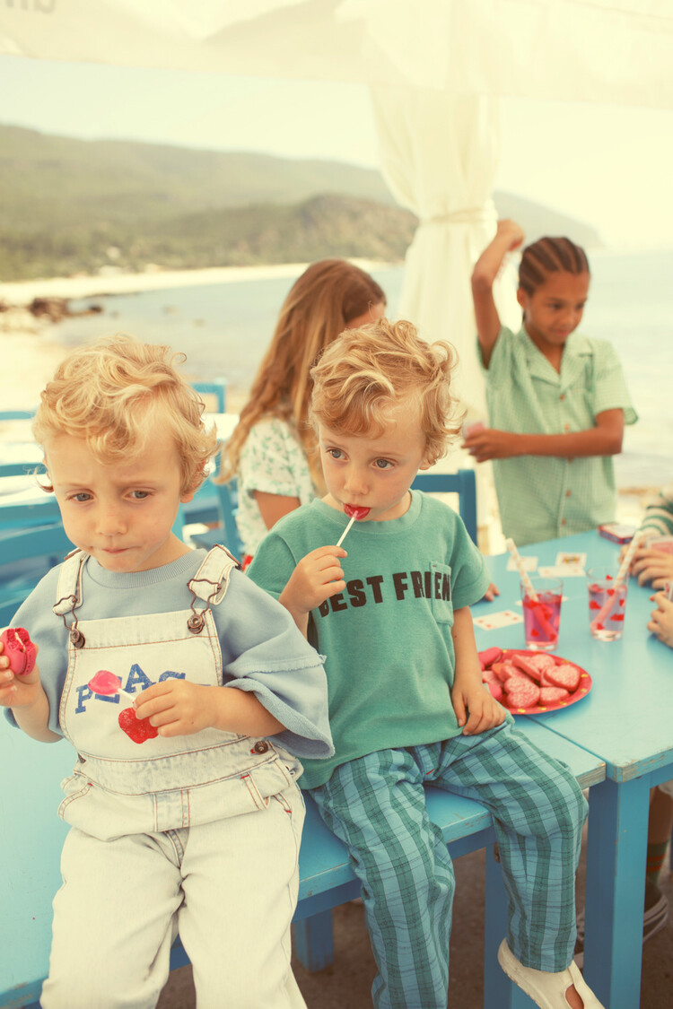 Piupiuchick baby t'shirt | turquoise w/ "best friend" print