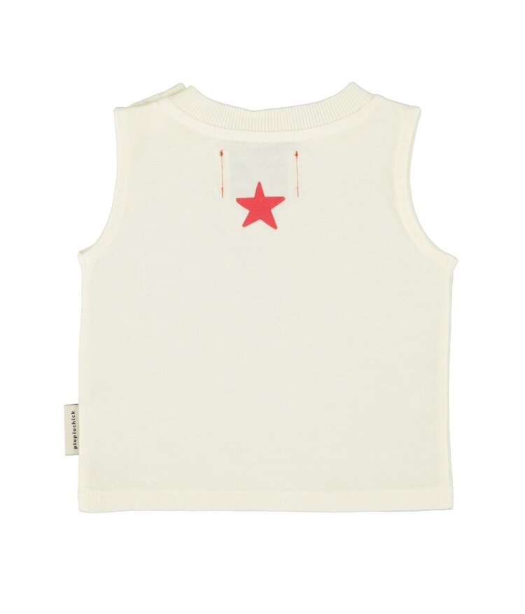 Piupiuchick baby sleeveless t´shirt | ecru w/ apple print