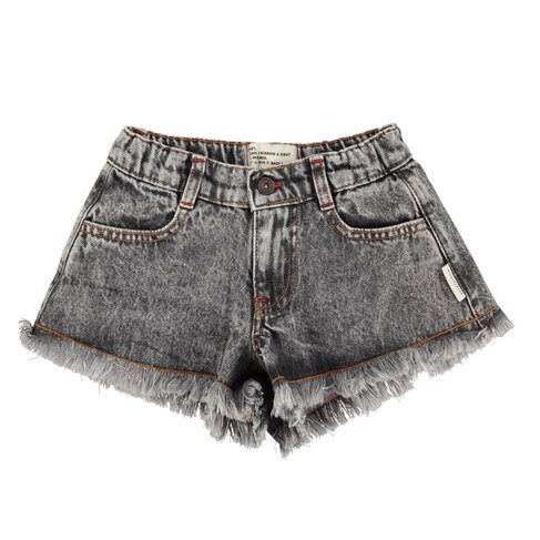 Piupiuchick shorts w/ fringes | washed black denim