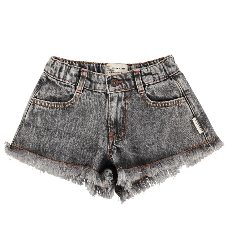 Piupiuchick shorts w/ fringes | washed black denim