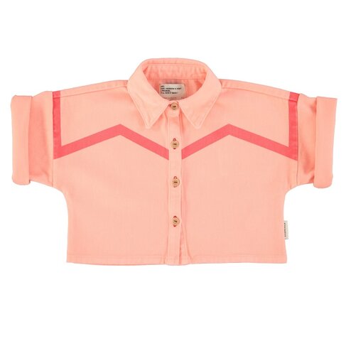 Piupiuchick Short sleeve jacket | pink w/ pink geometric lines