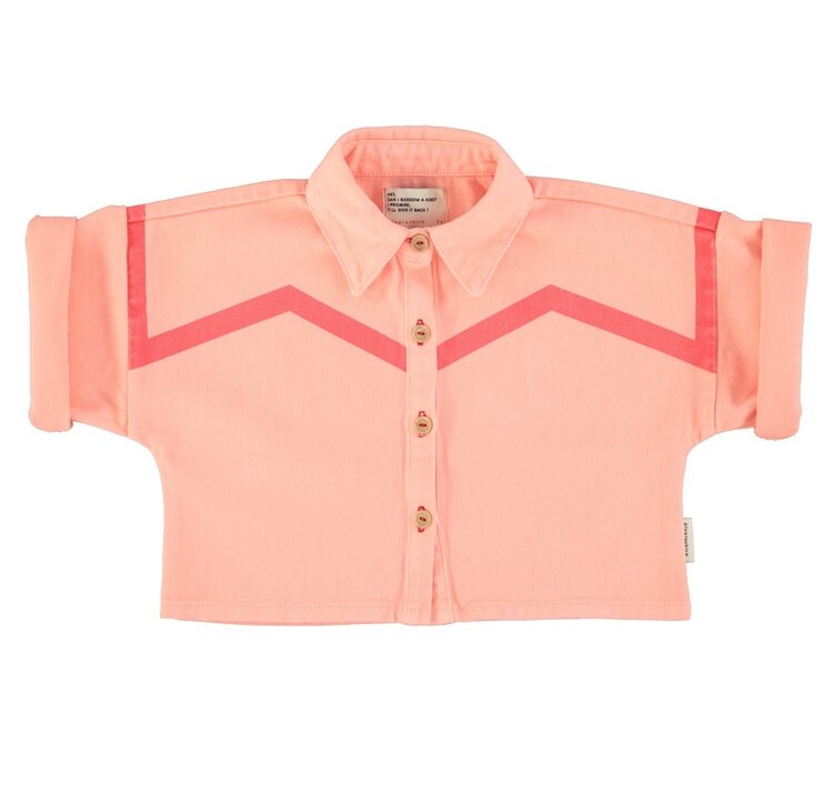 Piupiuchick Short sleeves jacket | pink w/ pink geometric lines
