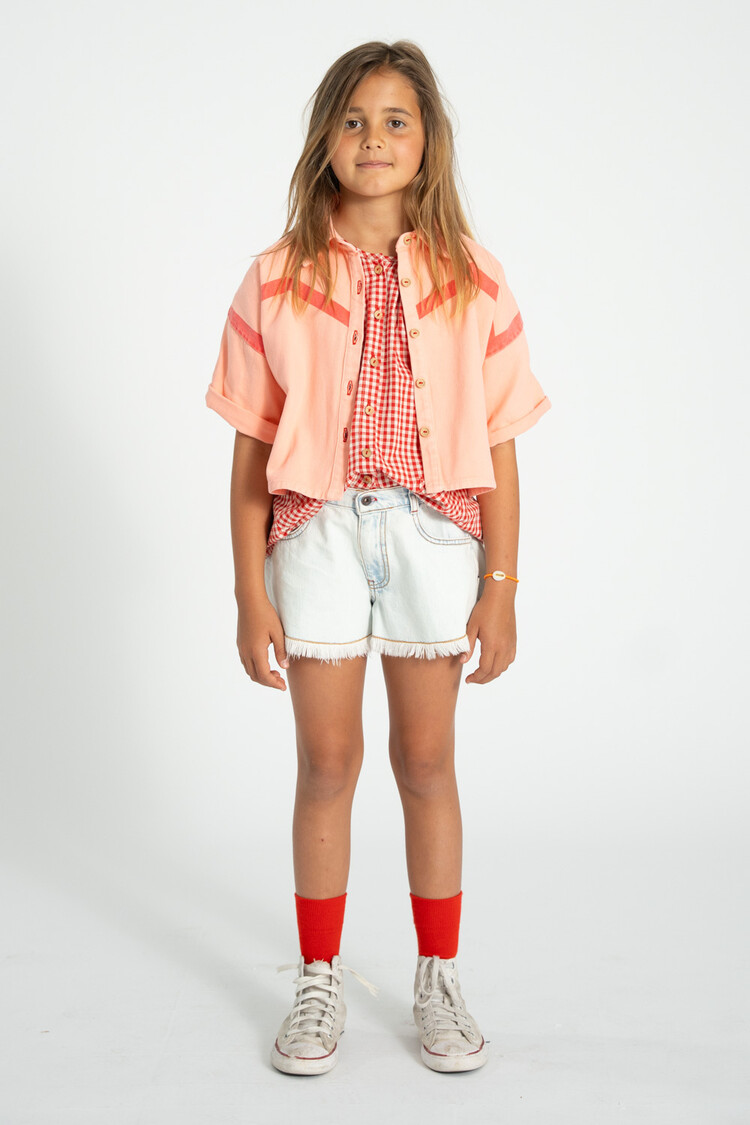 Piupiuchick Short sleeves jacket | pink w/ pink geometric lines