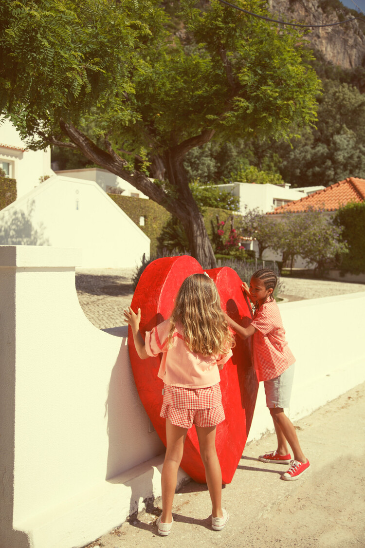 Piupiuchick Short sleeves jacket | pink w/ pink geometric lines