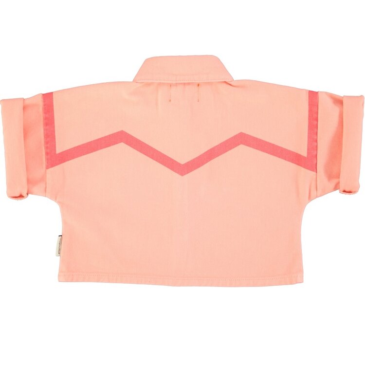 Piupiuchick Short sleeve jacket | pink w/ pink geometric lines