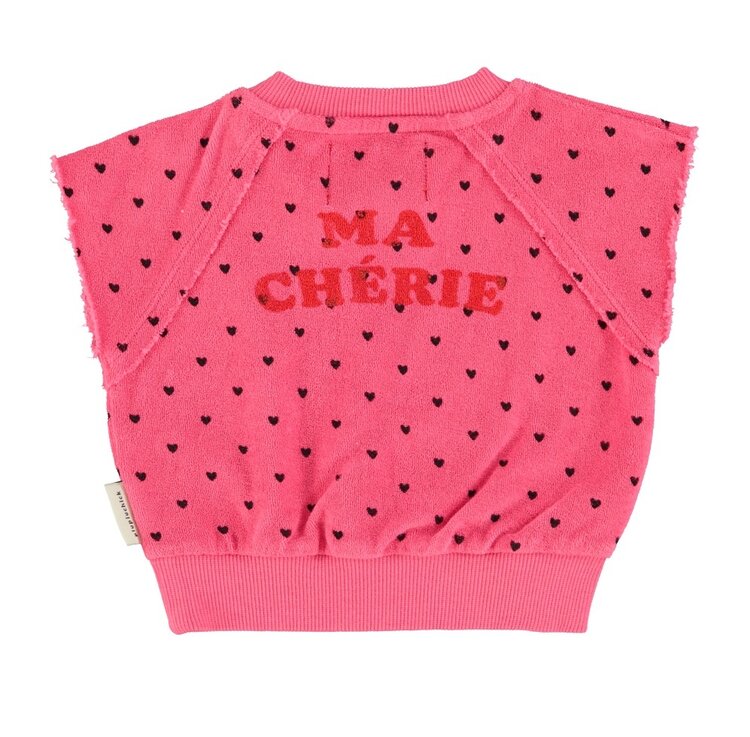 Piupiuchick sleeveless sweatshirt |pink w/ cherry print
