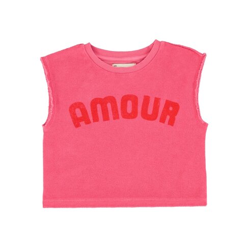 Piupiuchick sleeveless top | pink  w/ "amour" print