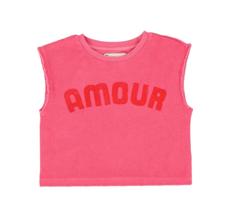 Piupiuchick sleeveless top | pink  w/ "amour" print