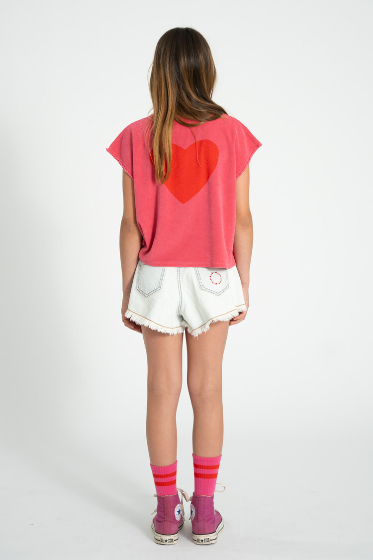 Piupiuchick sleeveless top | pink  w/ "amour" print