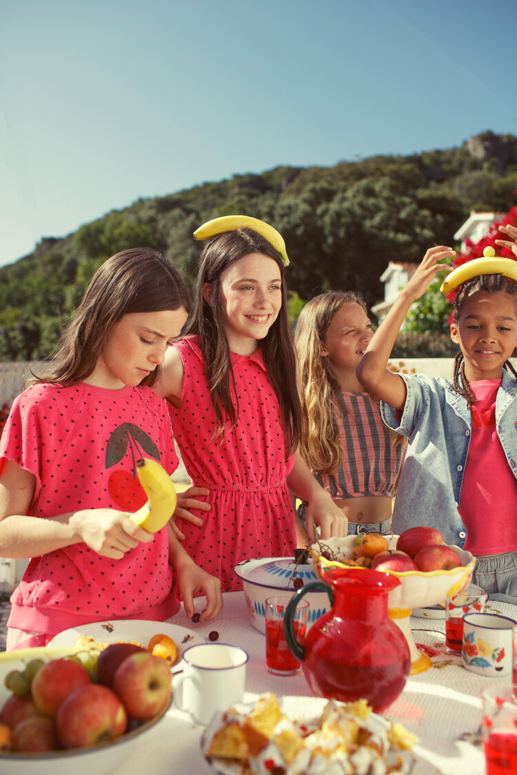 Piupiuchick sleeveless top | pink  w/ "amour" print