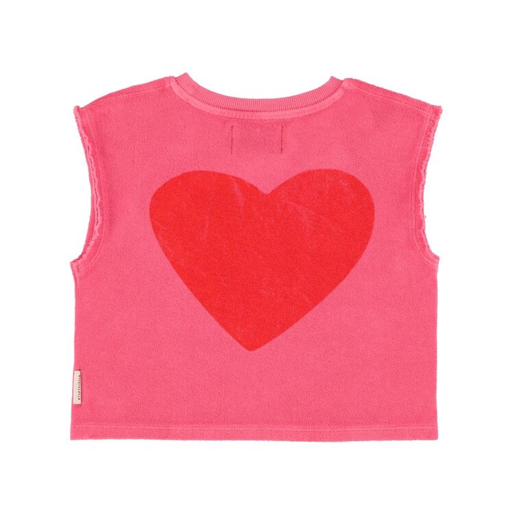Piupiuchick sleeveless top | pink  w/ "amour" print