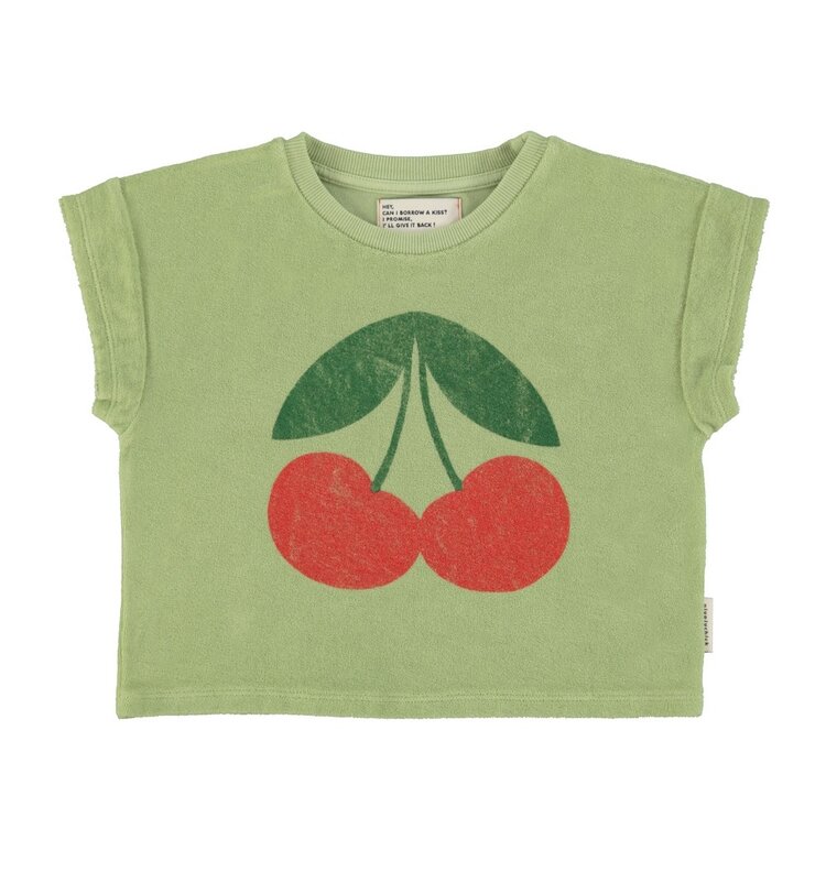 Piupiuchick t'shirt | light olive w/ cherry print