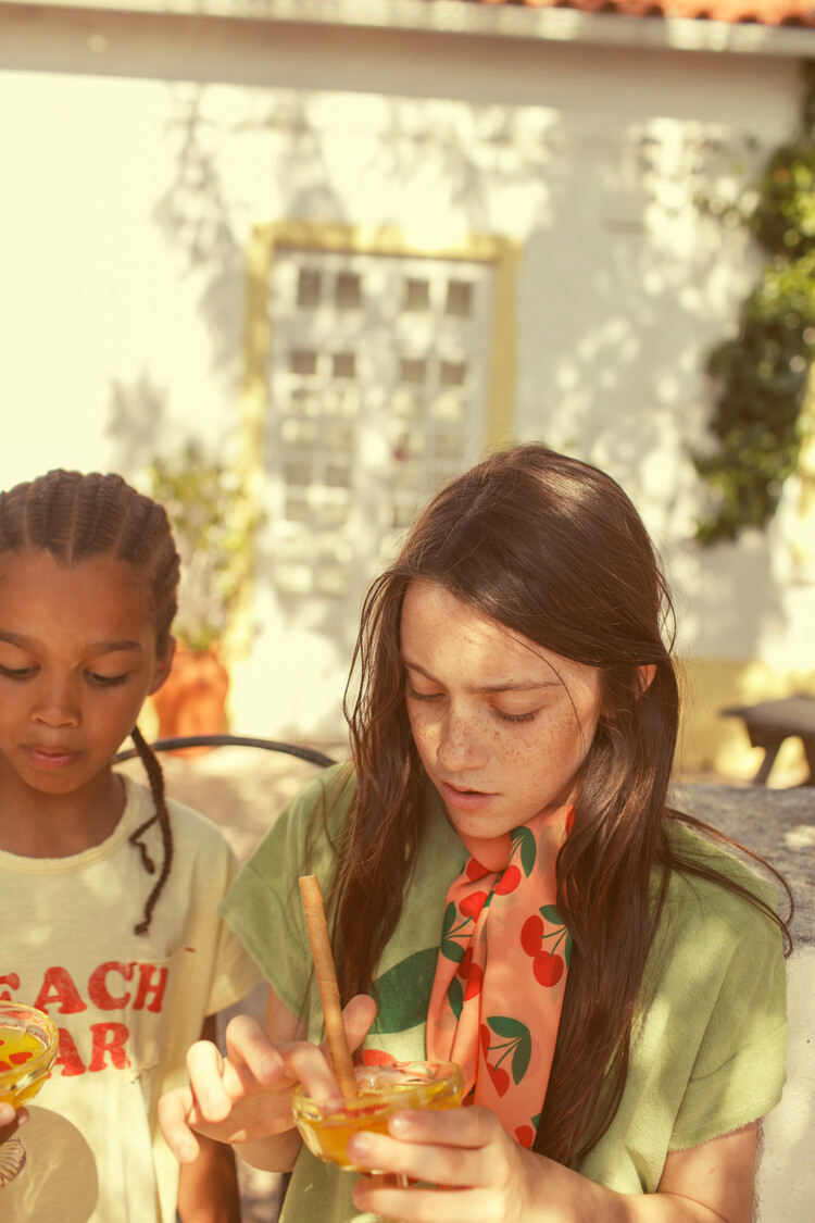 Piupiuchick t'shirt | light olive w/ cherry print