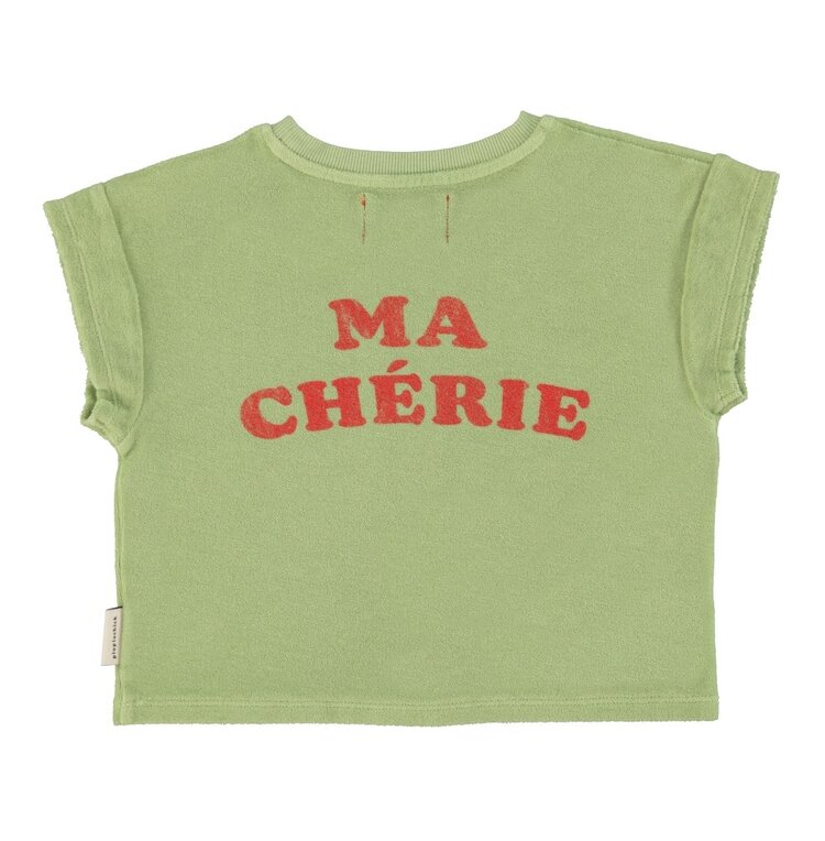 Piupiuchick t'shirt | light olive w/ cherry print
