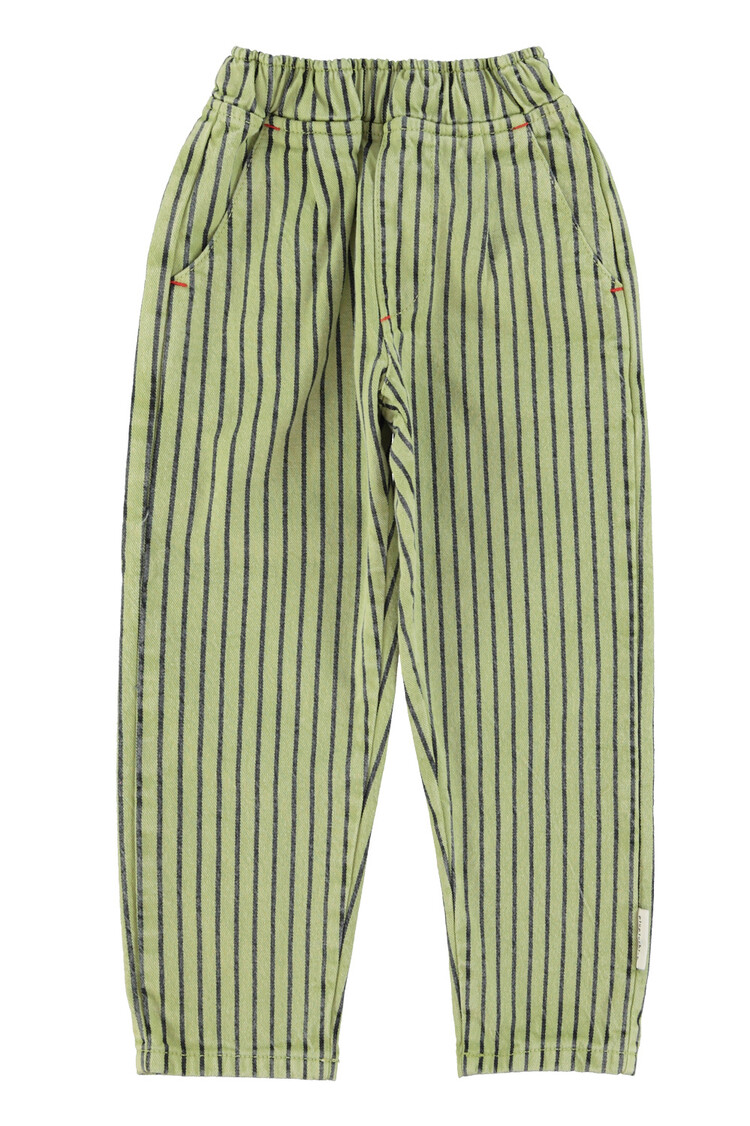 Piupiuchick  unisex trousers  | green w/ indigo stripes