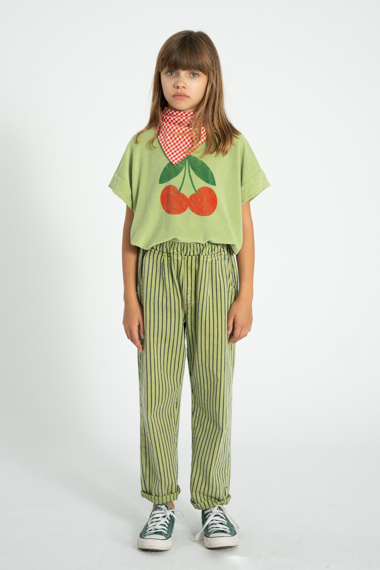 Piupiuchick  unisex trousers  | green w/ indigo stripes