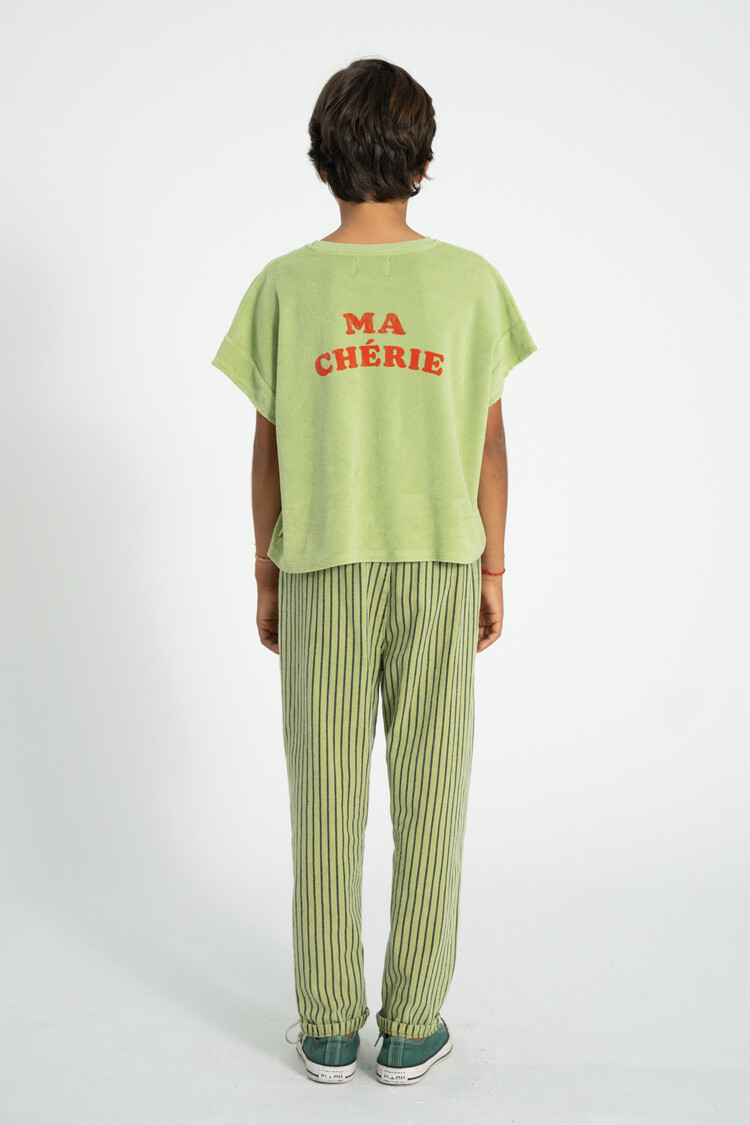 Piupiuchick  unisex trousers  | green w/ indigo stripes