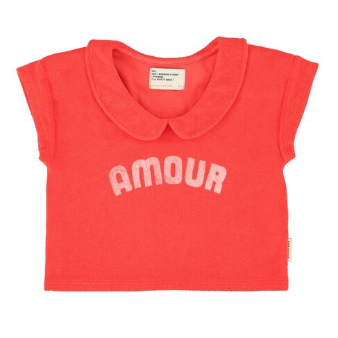 Piupiuchick t'shirt w/ peter pan collar| red w/ "amour" print