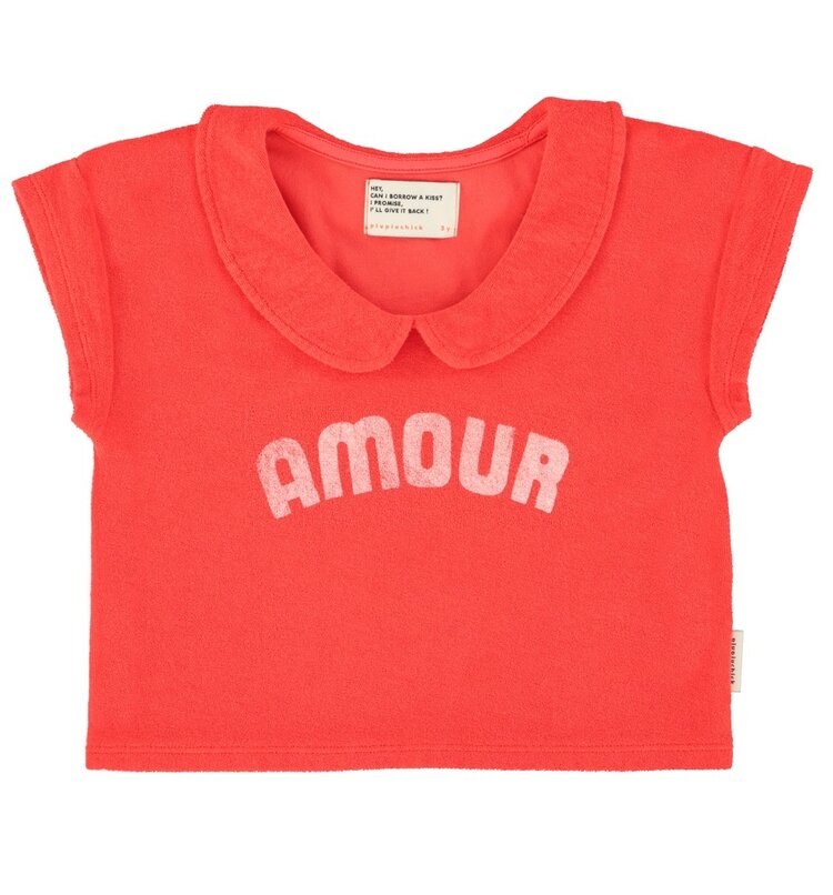 Piupiuchick t'shirt w/ peter pan collar| red w/ "amour" print