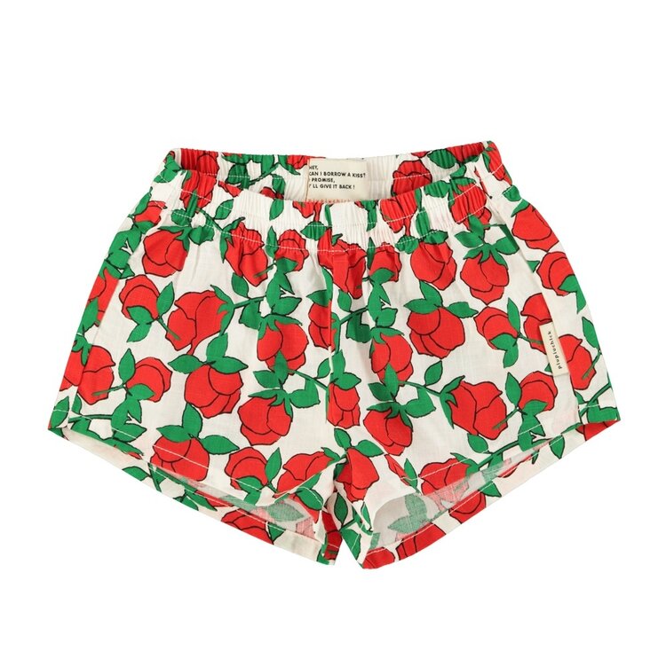 Piupiuchick shorts | ecru w/ red roses print