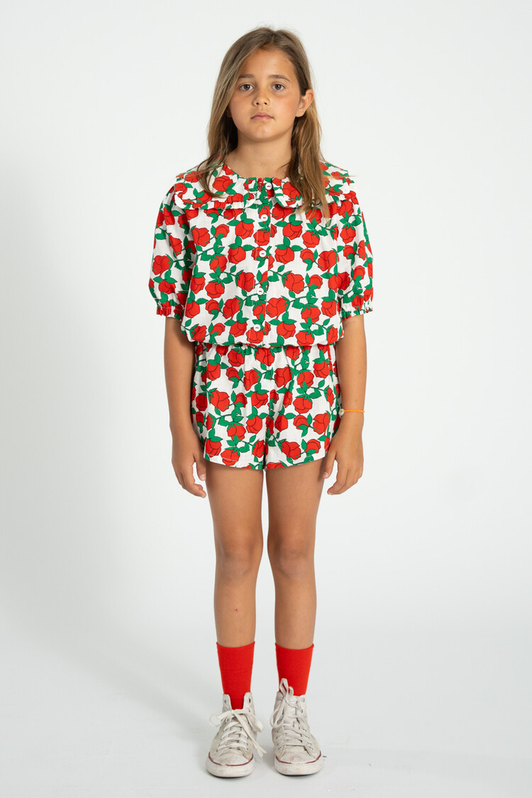 Piupiuchick shorts | ecru w/ red roses print