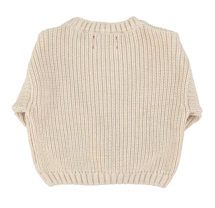 Piupiuchick knitted sweater | ecru w/ red heart print