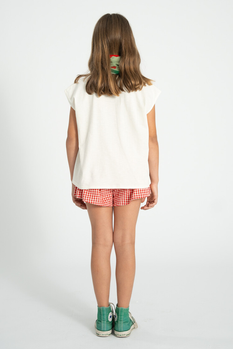 Piupiuchick sleeveless t´shirt | ecru w/ apple print