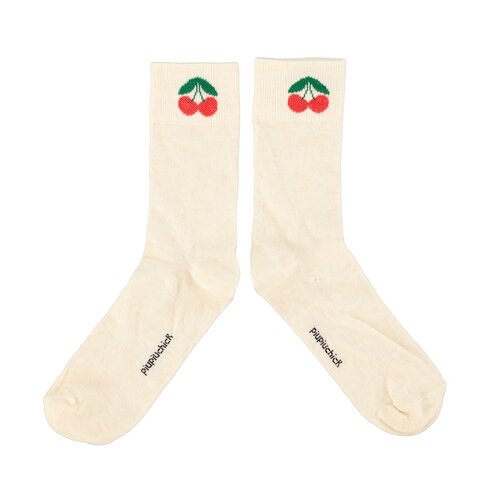 Piupiuchick socks | ecru with cherry print
