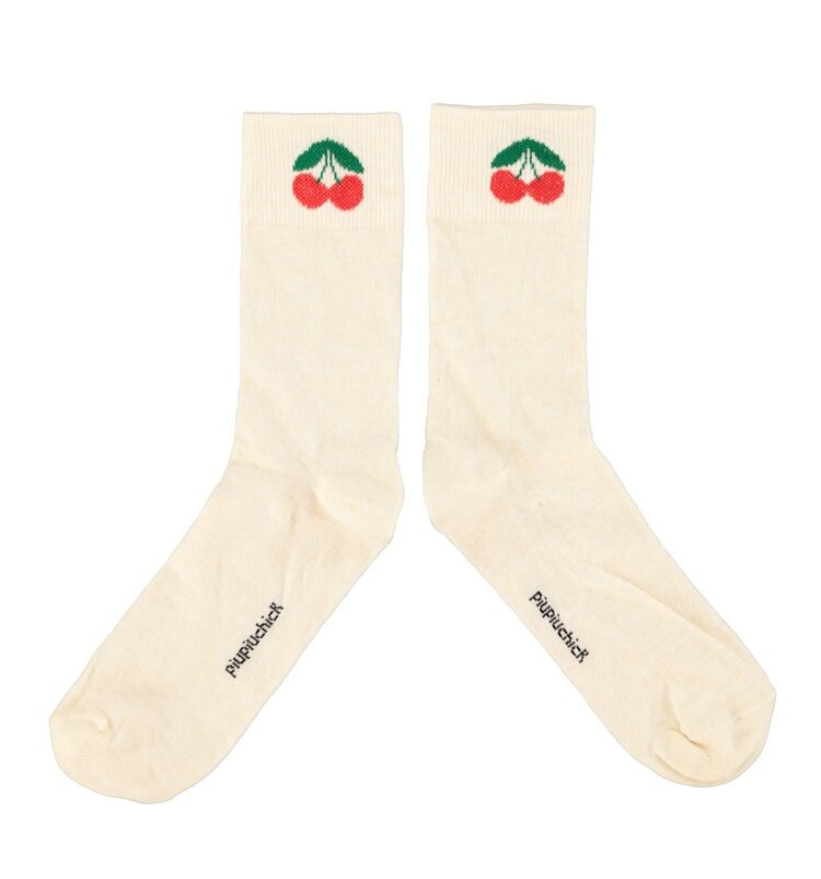 Piupiuchick socks | ecru with cherry print