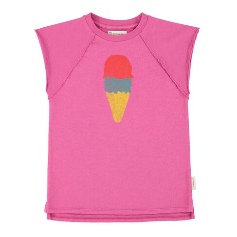 Piupiuchick t shirt dress | fuchsia w/ ice cream print