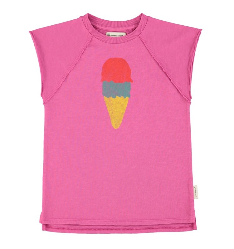 Piupiuchick t shirt dress | fuchsia w/ ice cream print