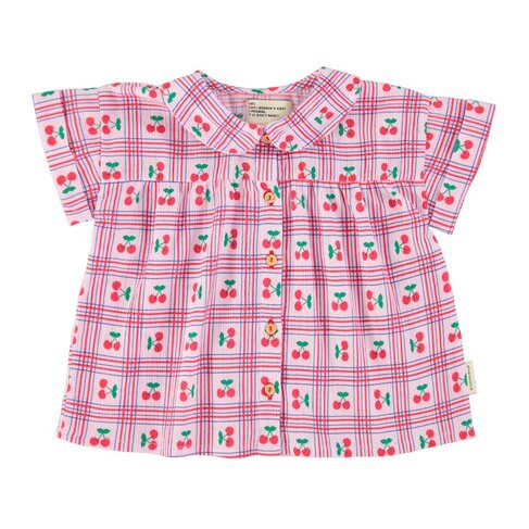 Piupiuchick peter pan collar shirt | lilac w/ cherries allover