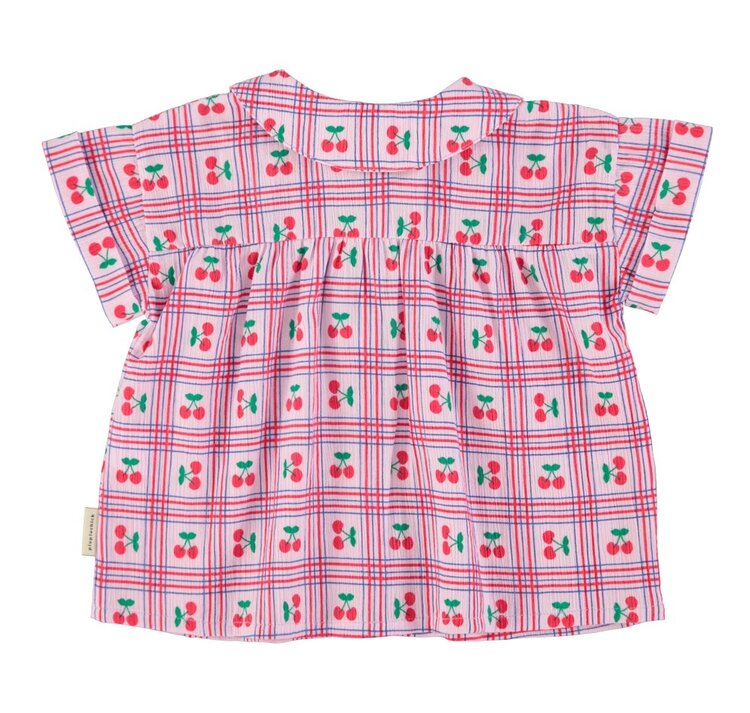 Piupiuchick peter pan collar shirt | lilac w/ cherries allover