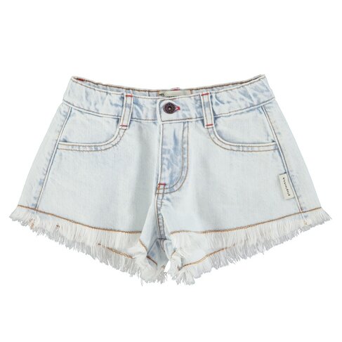 Piupiuchick shorts w/ fringes | washed light blue denim