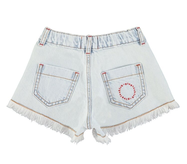 Piupiuchick shorts w/ fringes | washed light blue denim