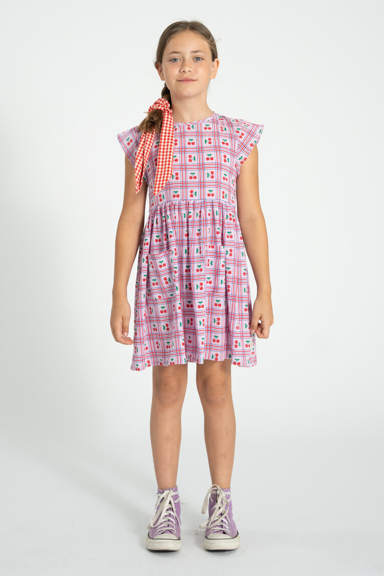 Piupiuchick  short dress | lilac w/ cherries allover