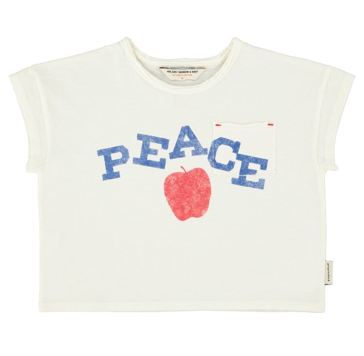 Piupiuchick t'shirt |ecru w/ "peace" print