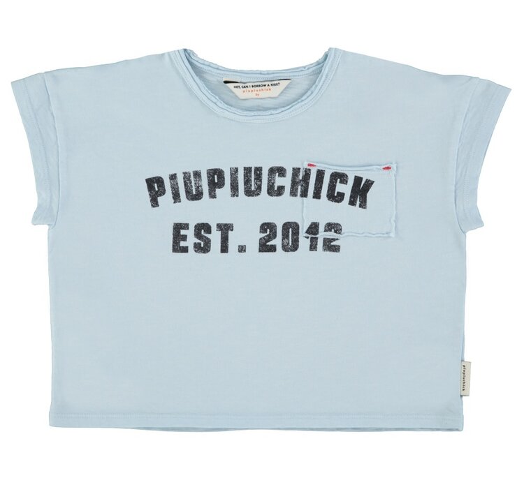 Piupiuchick t'shirt | light blue w/ "piupiuchick" print