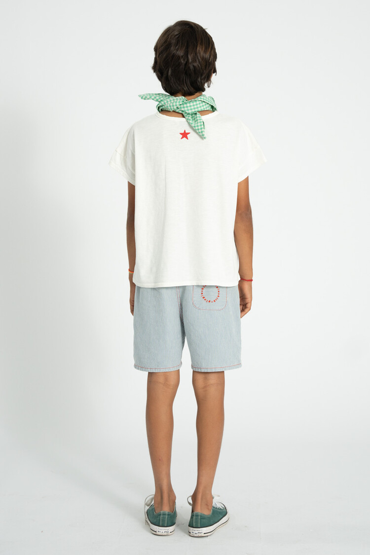 Piupiuchick boy shorts | ecru w/ indigo stripes