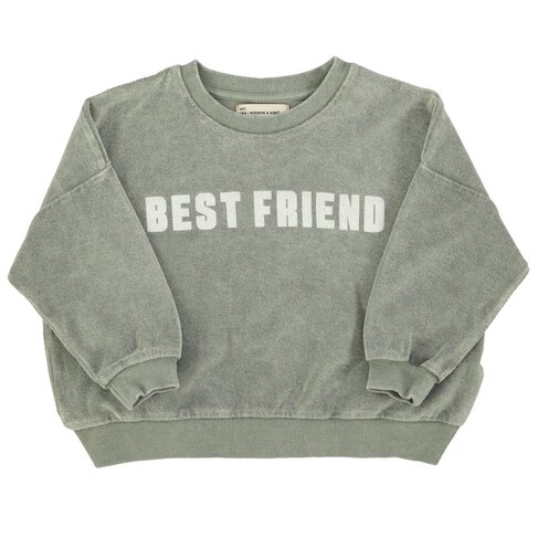 Piupiuchick sweatshirt | washed green w/ "best friend" print