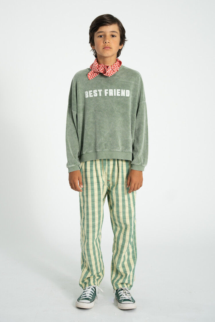 Piupiuchick sweatshirt | washed green w/ "best friend" print
