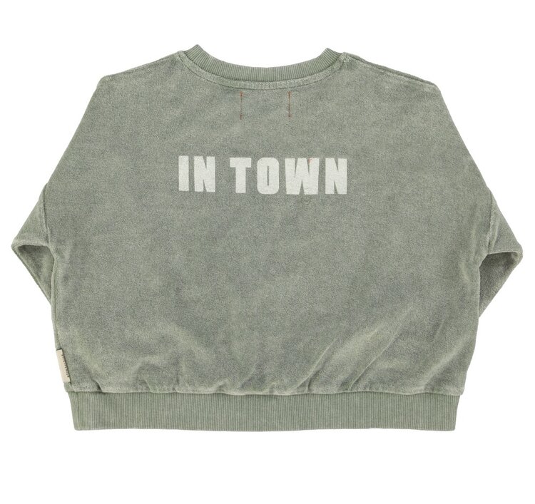 Piupiuchick sweatshirt | washed green w/ "best friend" print