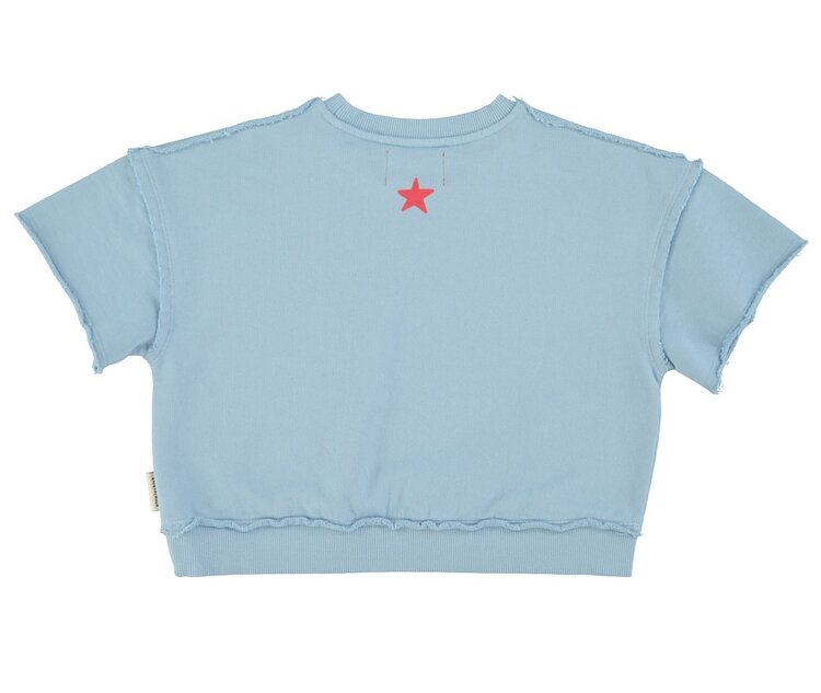 Piupiuchick short sleeve sweatshirt | blue w/ "A" print