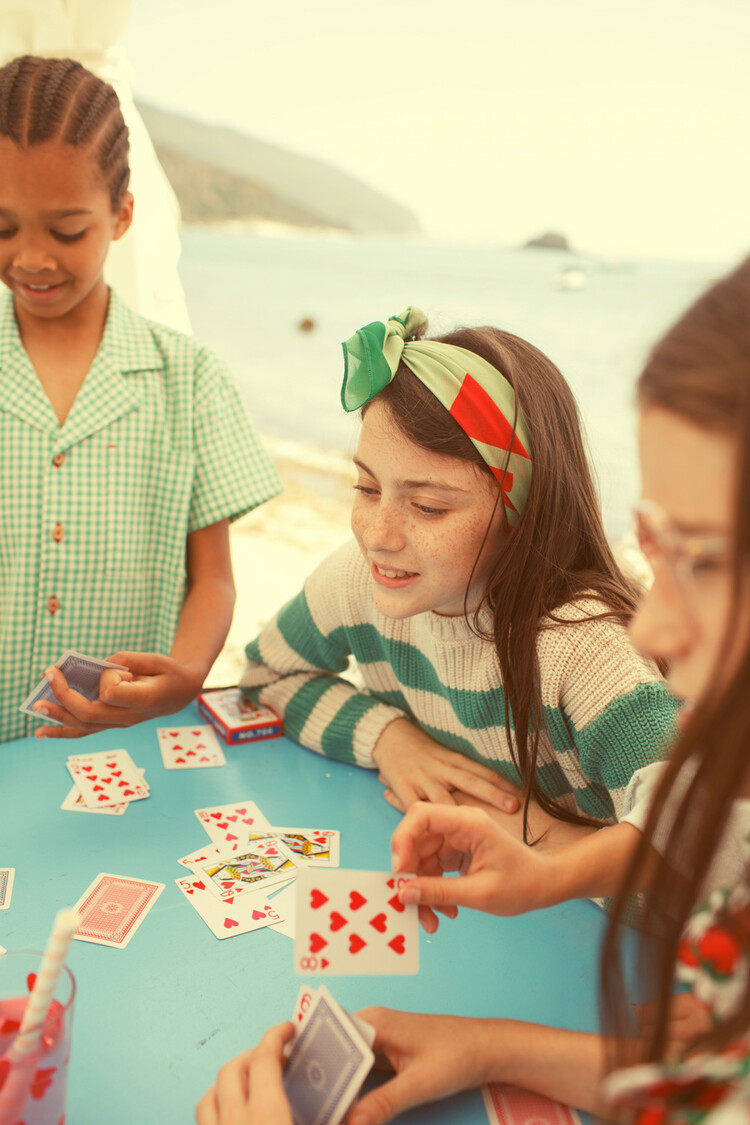 Piupiuchick knitted sweater | ecru & green stripes