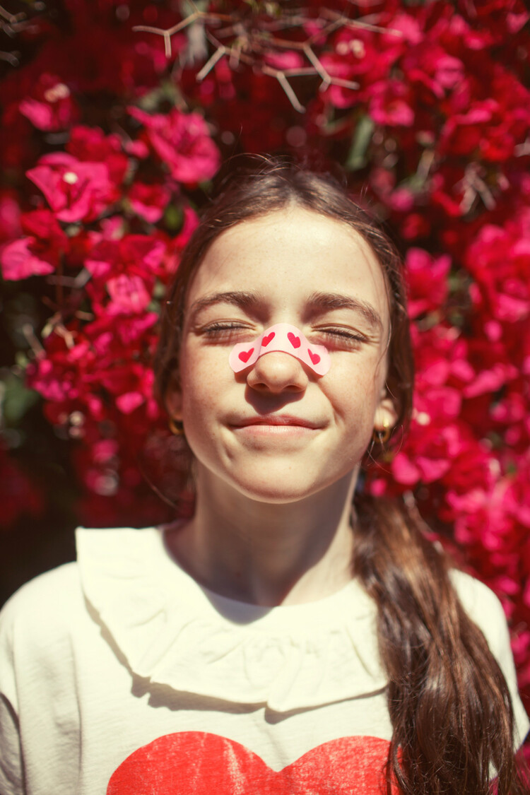 Piupiuchick t'shirt w/ collar| ecru w/ red heart print