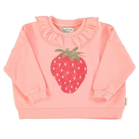 Piupiuchick sweatshirt w/ collar | light pink w/ strawberry print