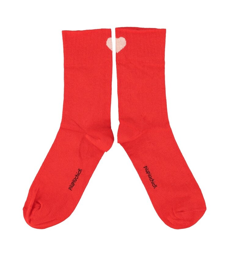 Piupiuchick socks | red with ecru heart