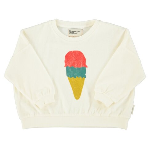 Piupiuchick sweatshirt | ecru w/ ice cream print