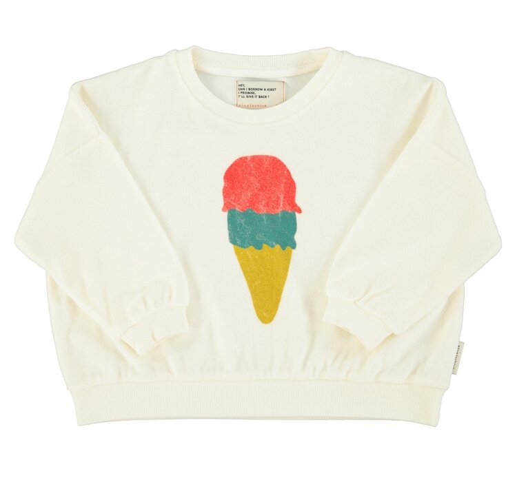 Piupiuchick sweatshirt | ecru w/ ice cream print