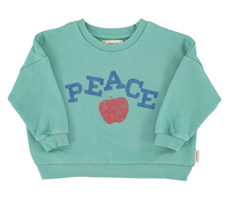 Piupiuchick sweatshirt | turquoise w/ "peace" print